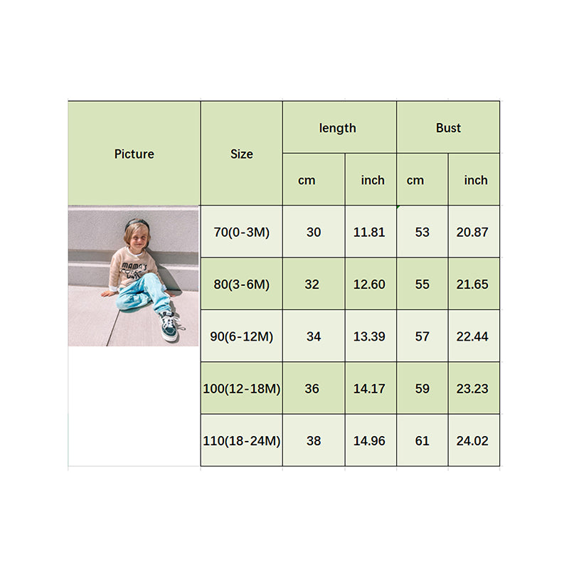 Baby Sweatshirt Letter Print Design Long Sleeve Round Neck Cute Breathable Pullover Tops