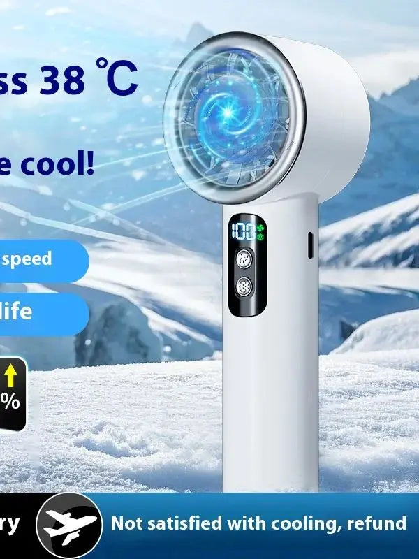 Summer Portable Ice Compress Handheld Turbo Fan 3 Wind Speeds Adjustable Mini Personal Fan Battery Operated Electric Fan