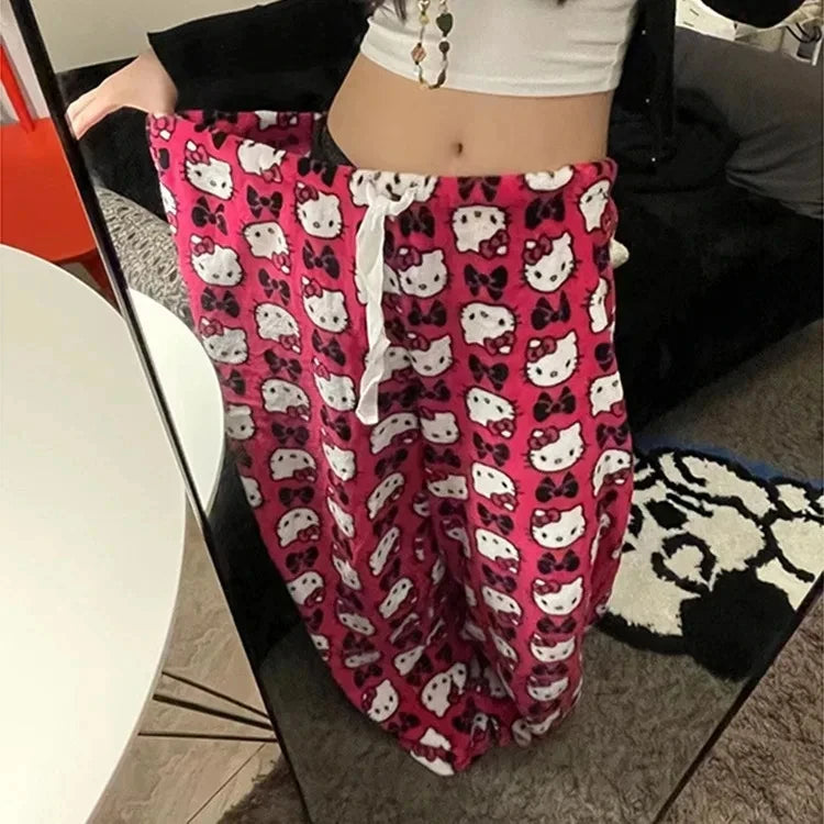 Pijama Hello Kitty Y2K para Mujer | Franela Suave | Pantalon de Casa Cartoon 💕 - Firu Total Sales