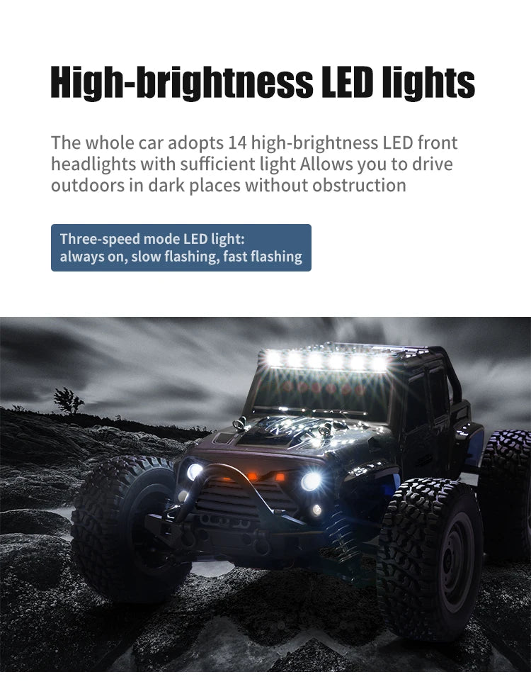 16103 Fast Rc Cars 50km/h 1/16 Off Road 4WD with LED Headlights,2.4G Waterproof Remote Control Monster Truck for Adults and Kids