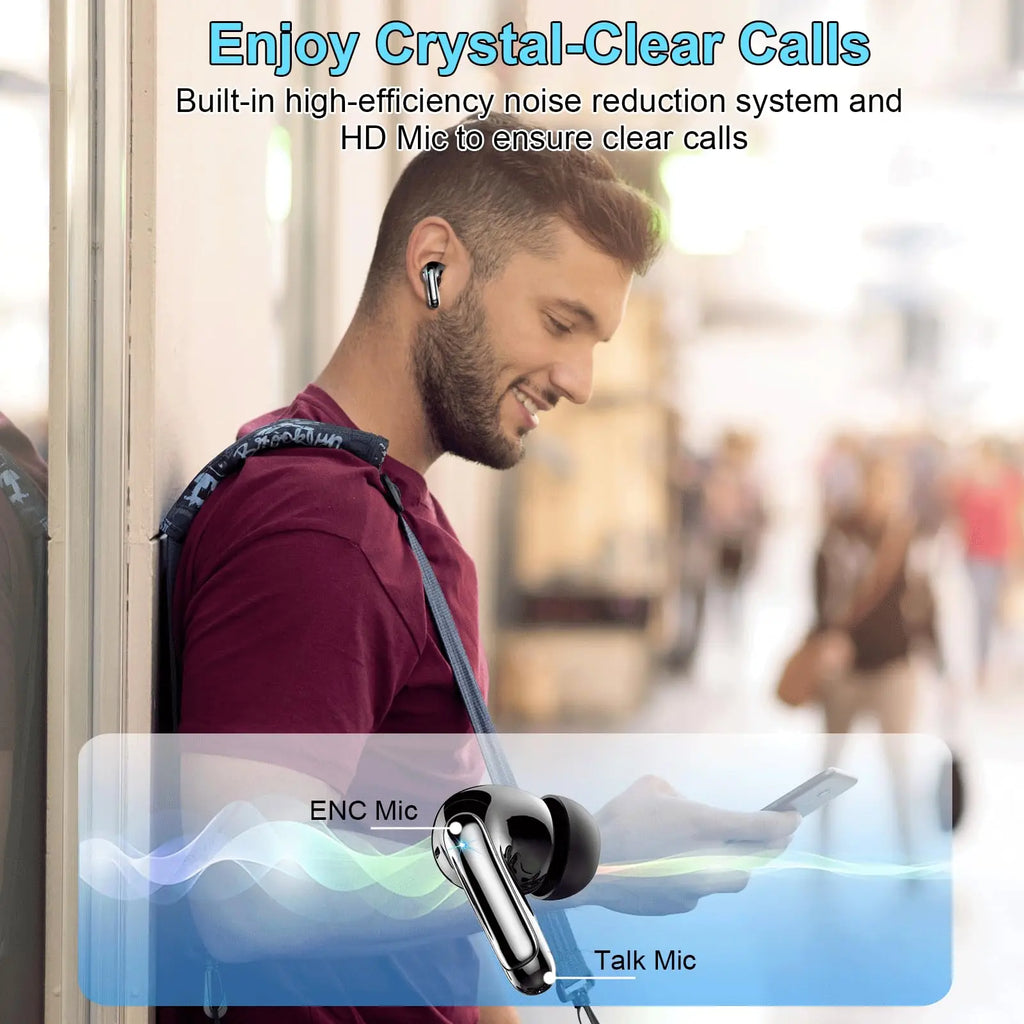 Wireless Earbuds Bluetooth 5.3 | 4 ENC Mic Noise Cancelling | 48H Battery Life
