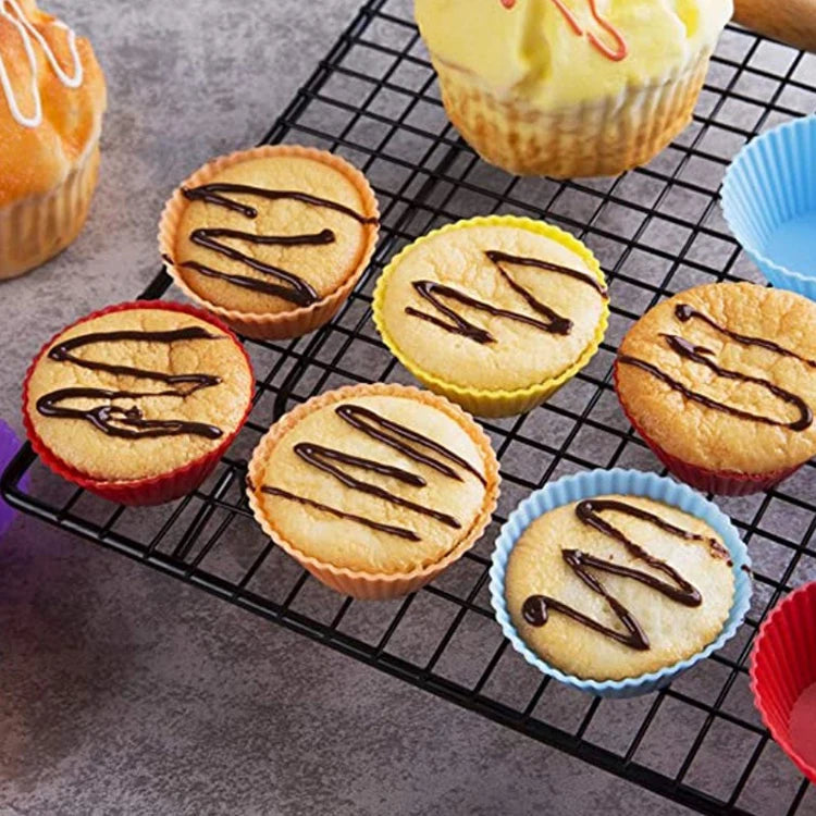 12pcs Moldes Redondos de Silicona para Muffins y Cupcakes | Air Fryer | Alta Temperatura 🍰