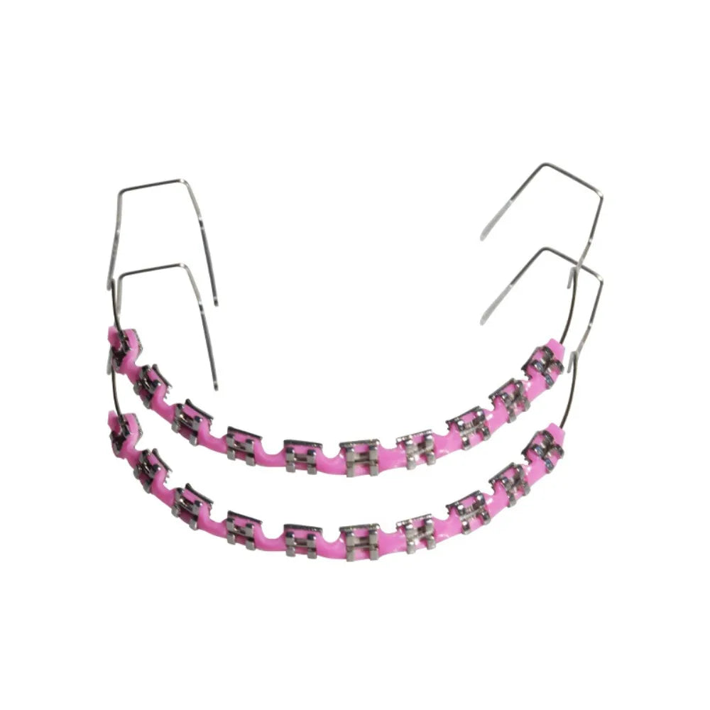1 Pair Colorful Temporary Tooth Decoration with Metal Wires Dental Decorations Orthodontic Ligature Ties Braces Fake Brackets