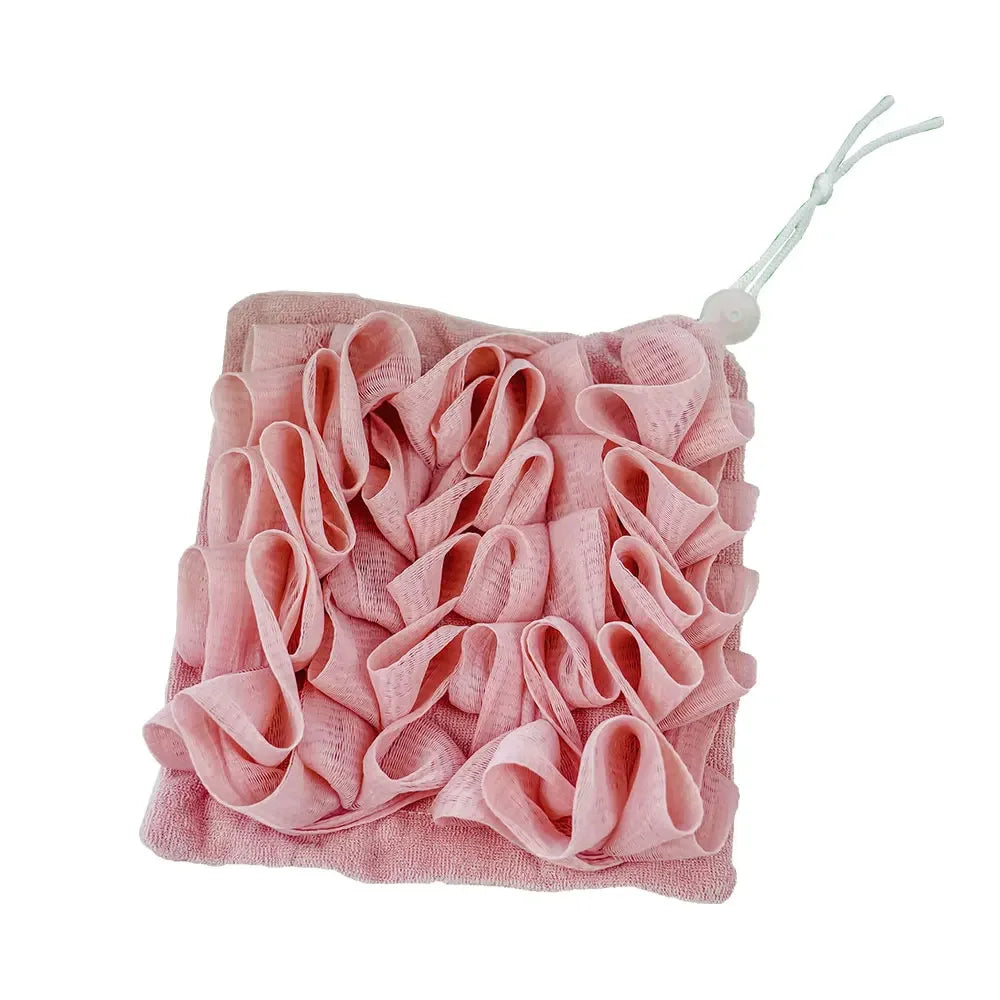 Two-in-one Bath Towel Can Put Soap Bath Ball Portable Double-sided Bath Flowers Skin Care Exfoliation Body Scrub Containers