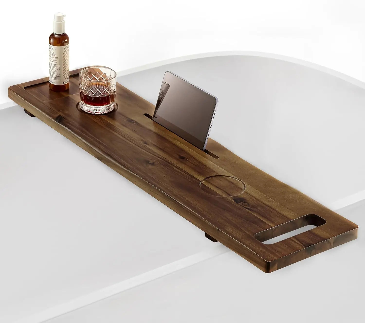 Acacia Bathtub Tray Caddy with Adjustable Legs - Bath Tub Tray for Freestanding Tubs - 39x9.75 Inch Large Wooden Anti-Ti