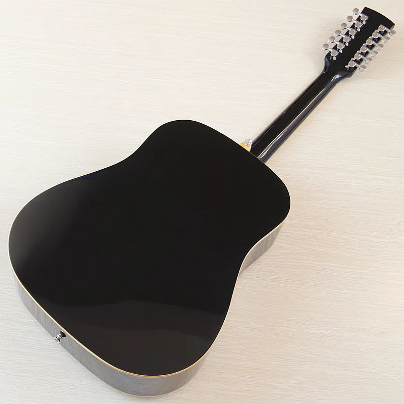 Guitarra Acústica de 12 Cuerdas 41" | Madera Spruce | Diseño Folk | Negro y Natural 🎸