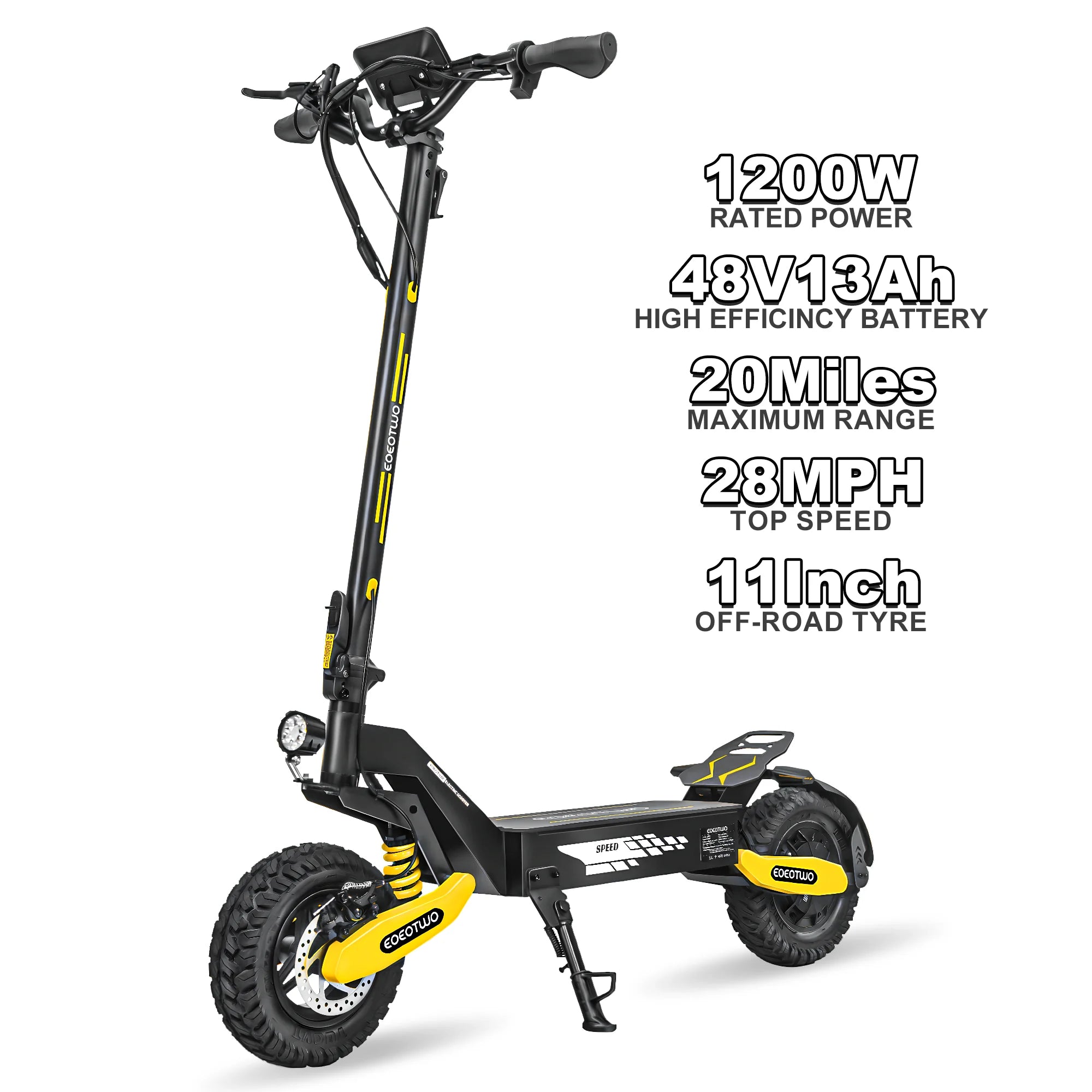 Scooter Eléctrico Off-Road 1200W 48V | 30MPH | Llanta 11" Sin Cámara | Plegable 🛥️