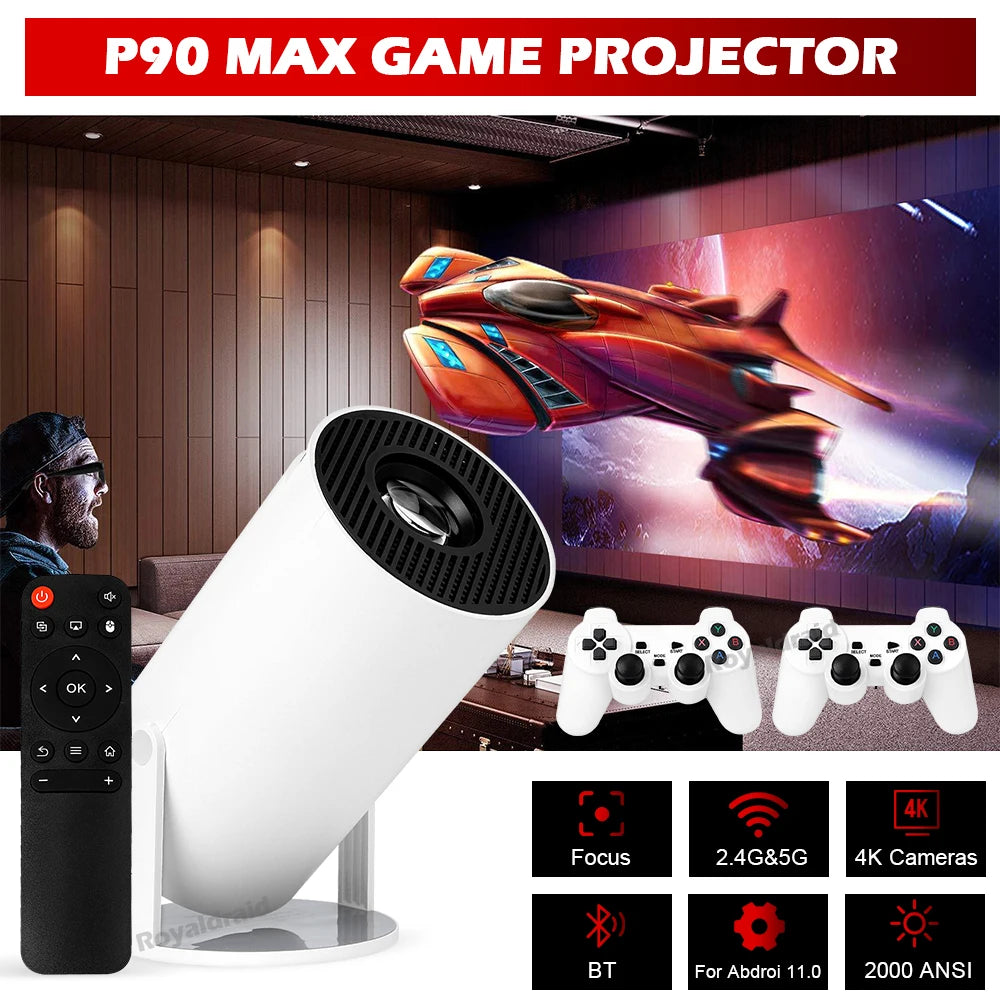 Proyector Gaming P90 Max HeroAngel | 4K 1080P | Android 11 | 19000+ Juegos | 2 Controles Inalámbricos - Firu Total Sales