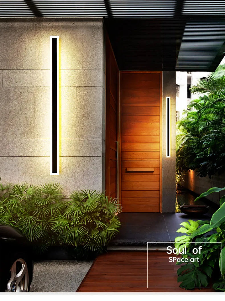 Modern Waterproof outdoor Long Strip LED wall lamps IP65 Aluminum Wall Light Garden porch Sconce Lights 110V 220V wall washer
