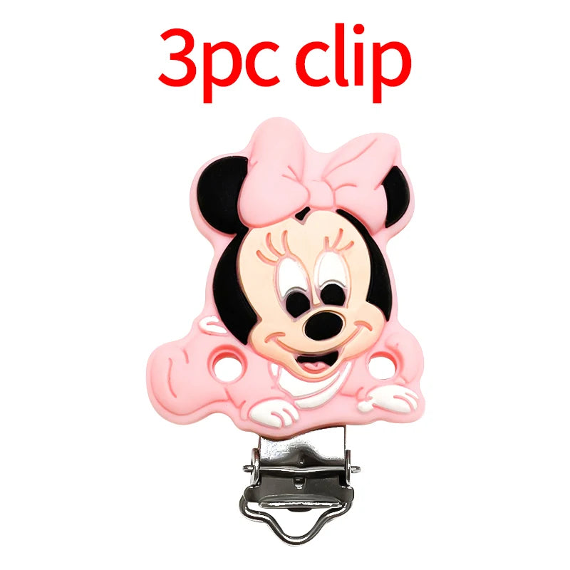 1/3/10pcs Silicone Mickey Teething Beads Food Grade Cartoon Shape Baby Teethers Toys DIY Pacifier Clips Chain Accessories
