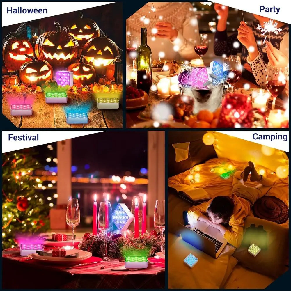 Rechargeable Pool Lights with Remote, 13 LEDs Waterproo Magnetic Underwater Light, 16 Color Changing Submersible Light or Above