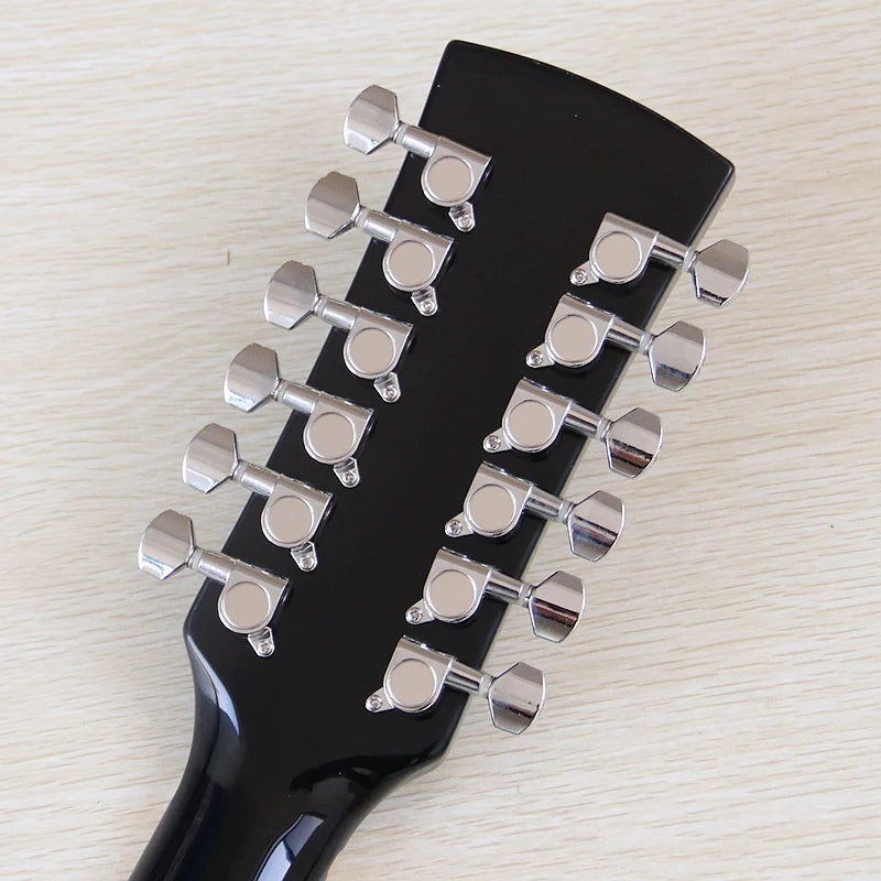 Guitarra Acústica de 12 Cuerdas 41" | Madera Spruce | Diseño Folk | Negro y Natural 🎸