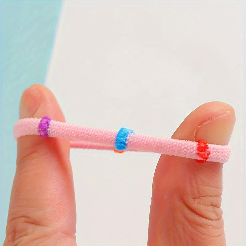 50 Pieces of Colorful Elastic Headband Set Bamboo Style Children's Hair Rope Simple Style Ponytail Suitable For Women And Girls