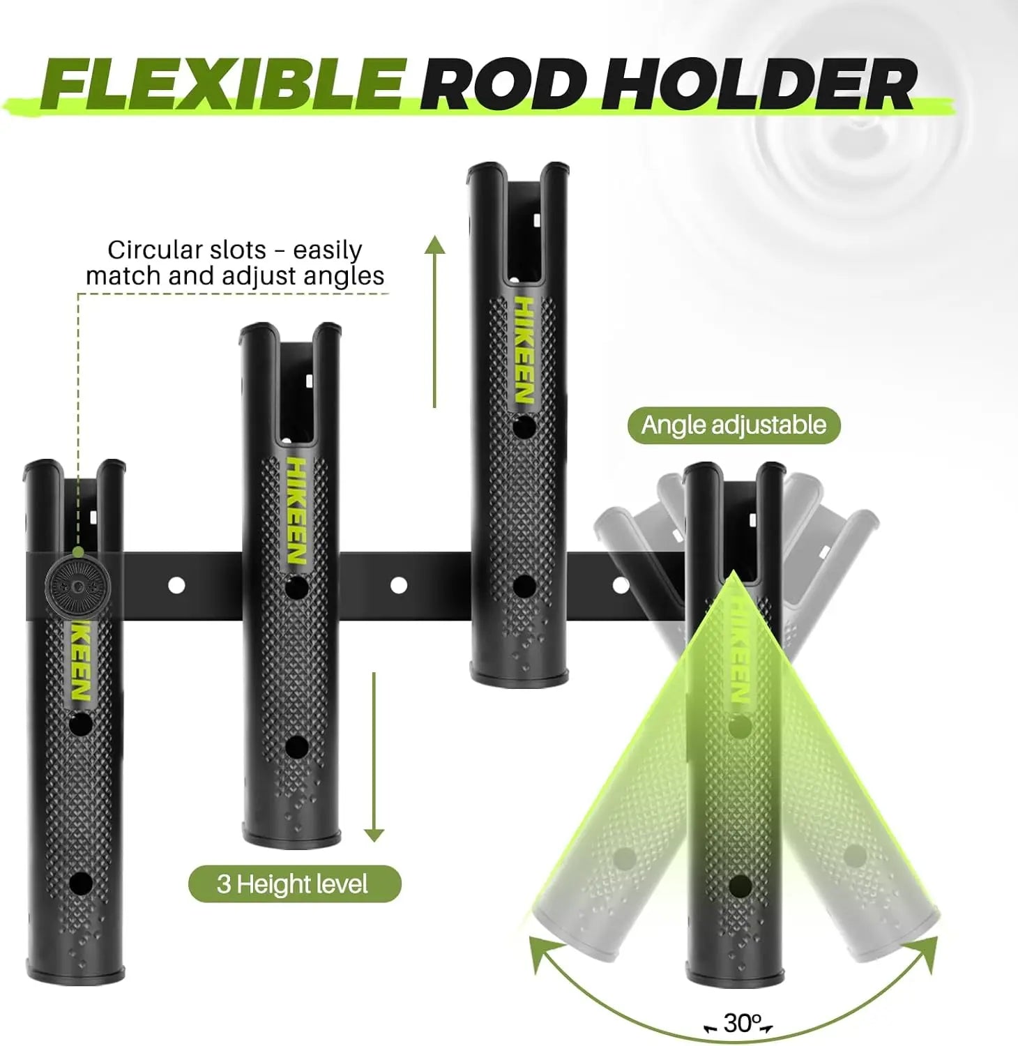 Adjustable Fishing Rod Holder, 4-Tube Wall-Mounted Rack for Boat Kayak Garage RV Storage