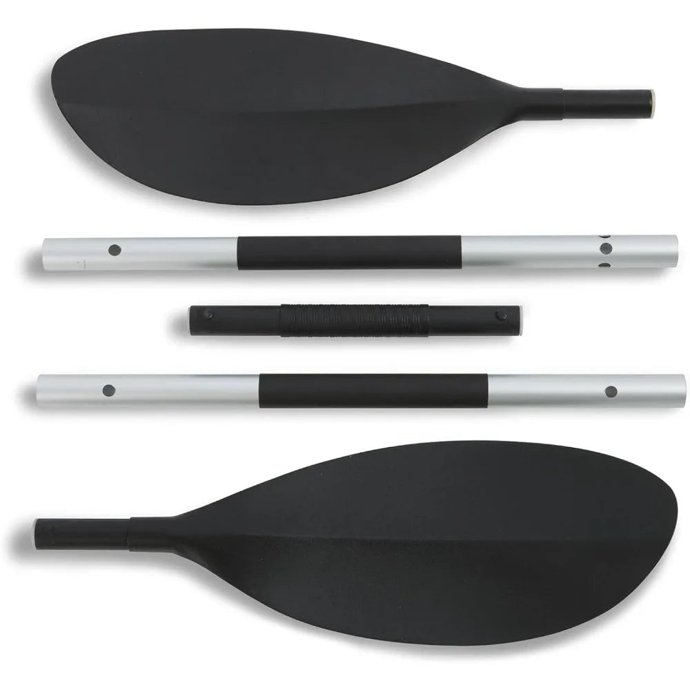 Kayak Paddle: Ribbed Spoon Shaped Blades – Durable Lightweight Shaft – Comfortable Grips – 3-Position Feather Adjustability – T