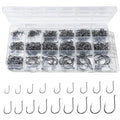 300PCS Fishing Hooks 18 Sizes High-Carbon Steel Barbed Fish Hooks with Holes Fishing Gear with Storage Box Suitable for Fishing