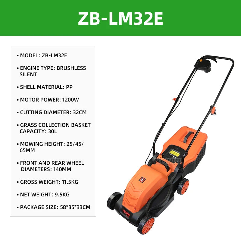 2026 Electric push lawn mower Garden weed trimmer High-power Grass mowing machine