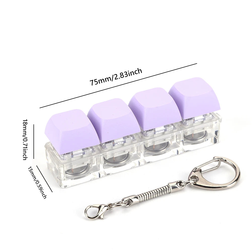 4 Keys Button Keycap Fidget Keychain Keyboard Key Toy Keyboard Clicker Toy Keyboard Cube Toy for Adult Gifts To Relief Pass Time