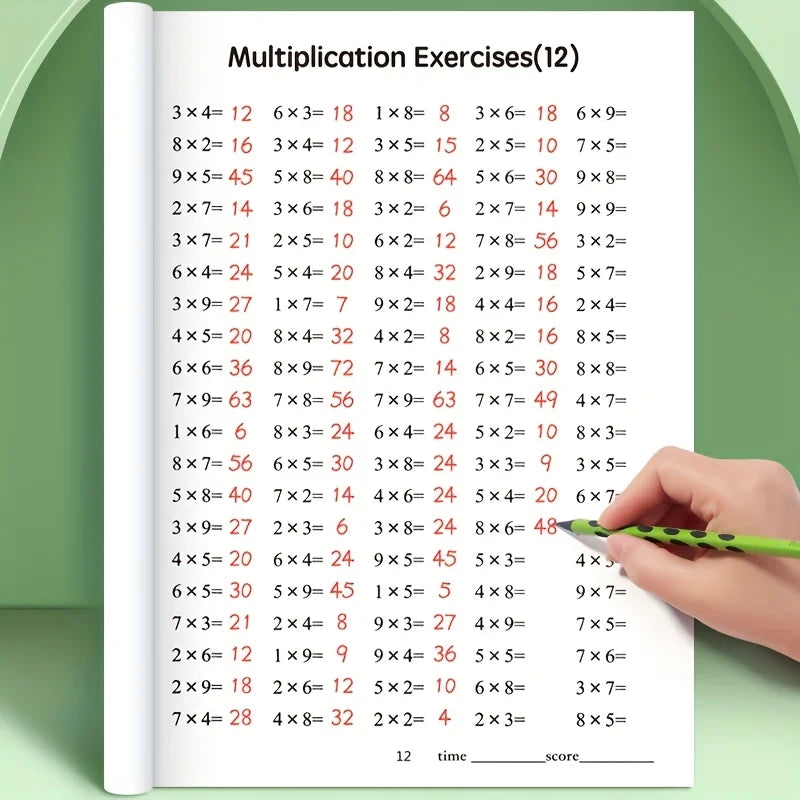 48-Page Multiplication and Division Practice Book for Children Aged 3 and Above - Durable Paper Arithmetic Exercise Book with Handwriting Practice, Perfect for School Supplies, Math Learning Tools, and Christmas Gifts, Multip