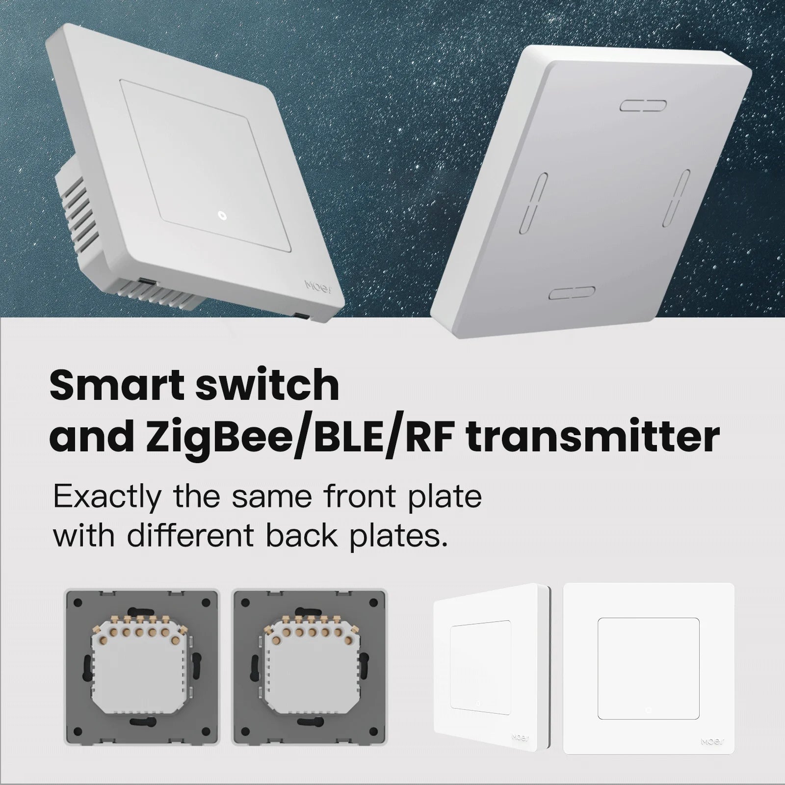MOES Smart Light Switch Tuya ZigBee Star Ring Series No Neutral Wire No Capacitor Needed Smart Life Works with Alexa Google Home