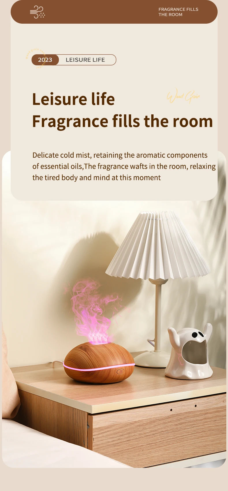Aroma Humidifier flame Can Add Essential Oil Small AromaRelax Machine Air Humidifier Equipped with colorful lighting function