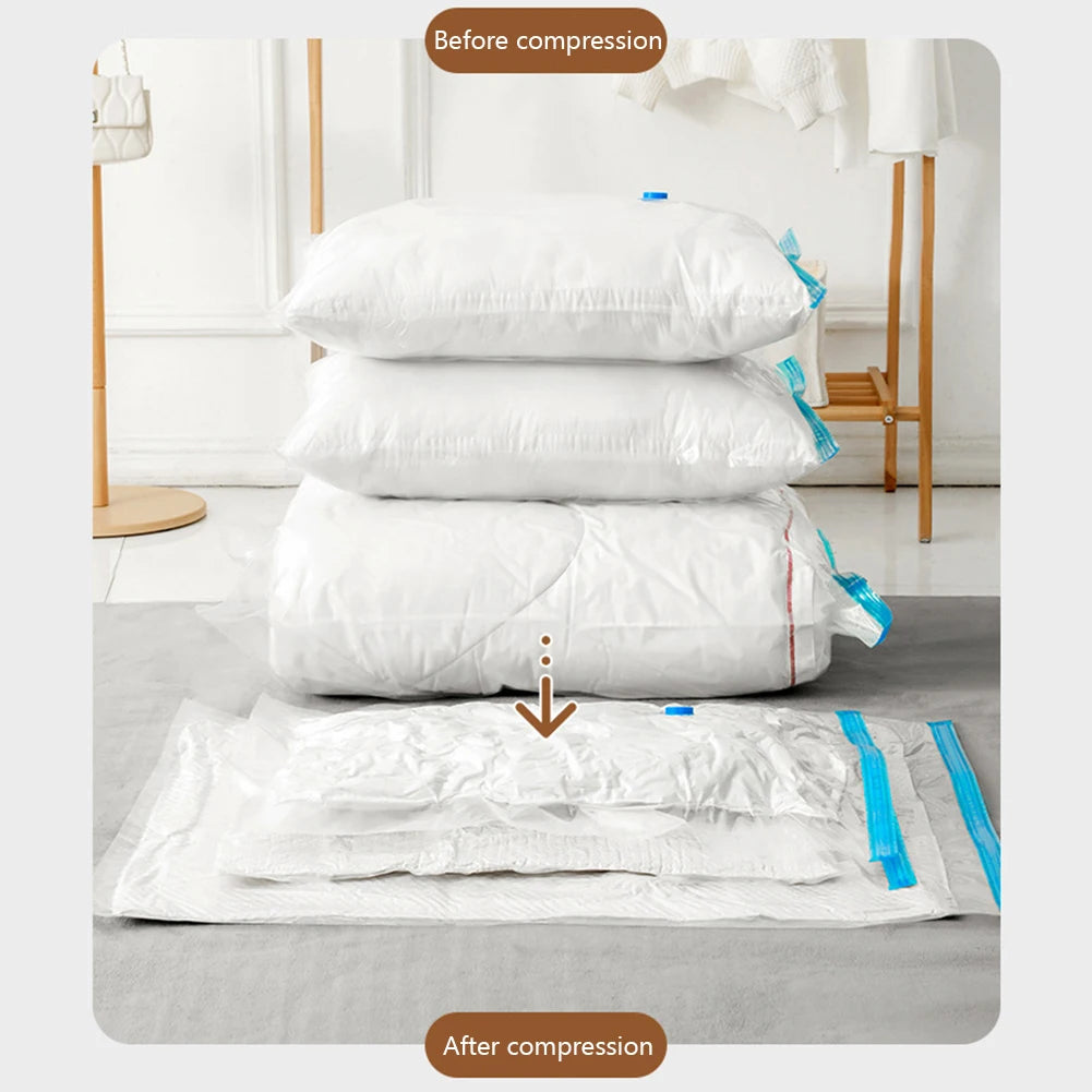 Folding Vacuum Storage Bags | Hand Pump Included | Blankets Clothes Pillows | Space Saving