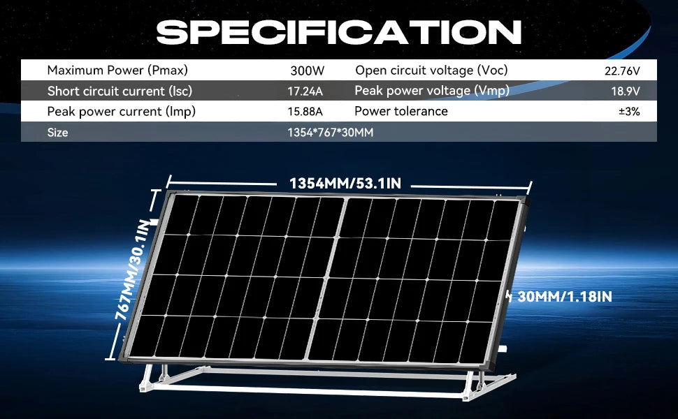 Rvpozwer 300 W Solar Panel 10BB N-Type 25% High Efficiency Monocrystalline for RV Home Rooftop Power Station Off Grid Systems