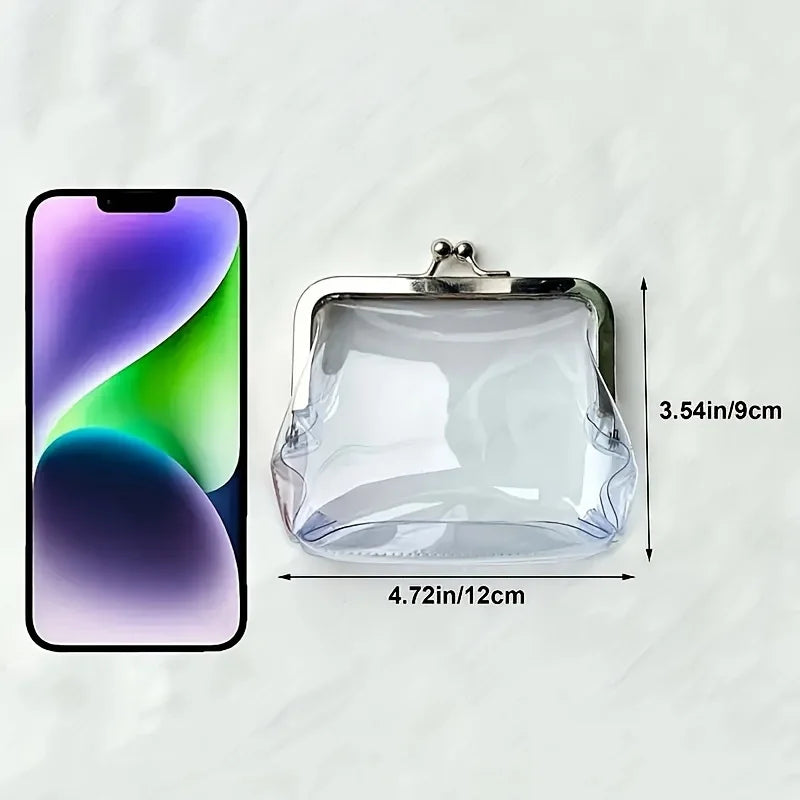 1PC Transparent Mini Coin Purse-Portable Mini Makeup Pouch Headphone Bag Travel Cosmetic Organizer