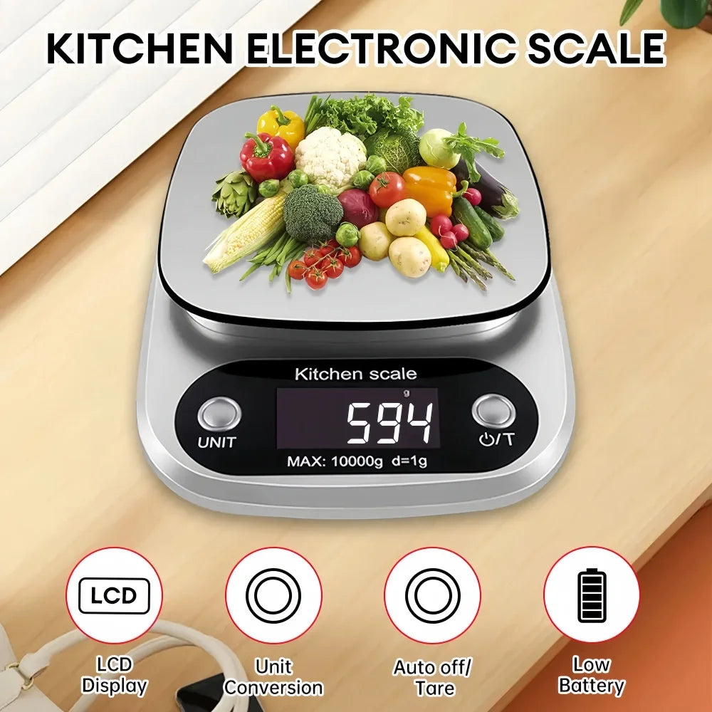 Digital Kitchen Scale 10kg/1g | LCD High Precision | Coffee Baking Jewelry Portable