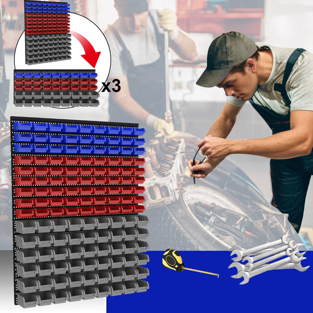 45/90/135pcs Wall-Mounted Tool Organizer System with Storage Bins & Holders - Durable DIY Garage & Workshop Rack for Screws, Nut