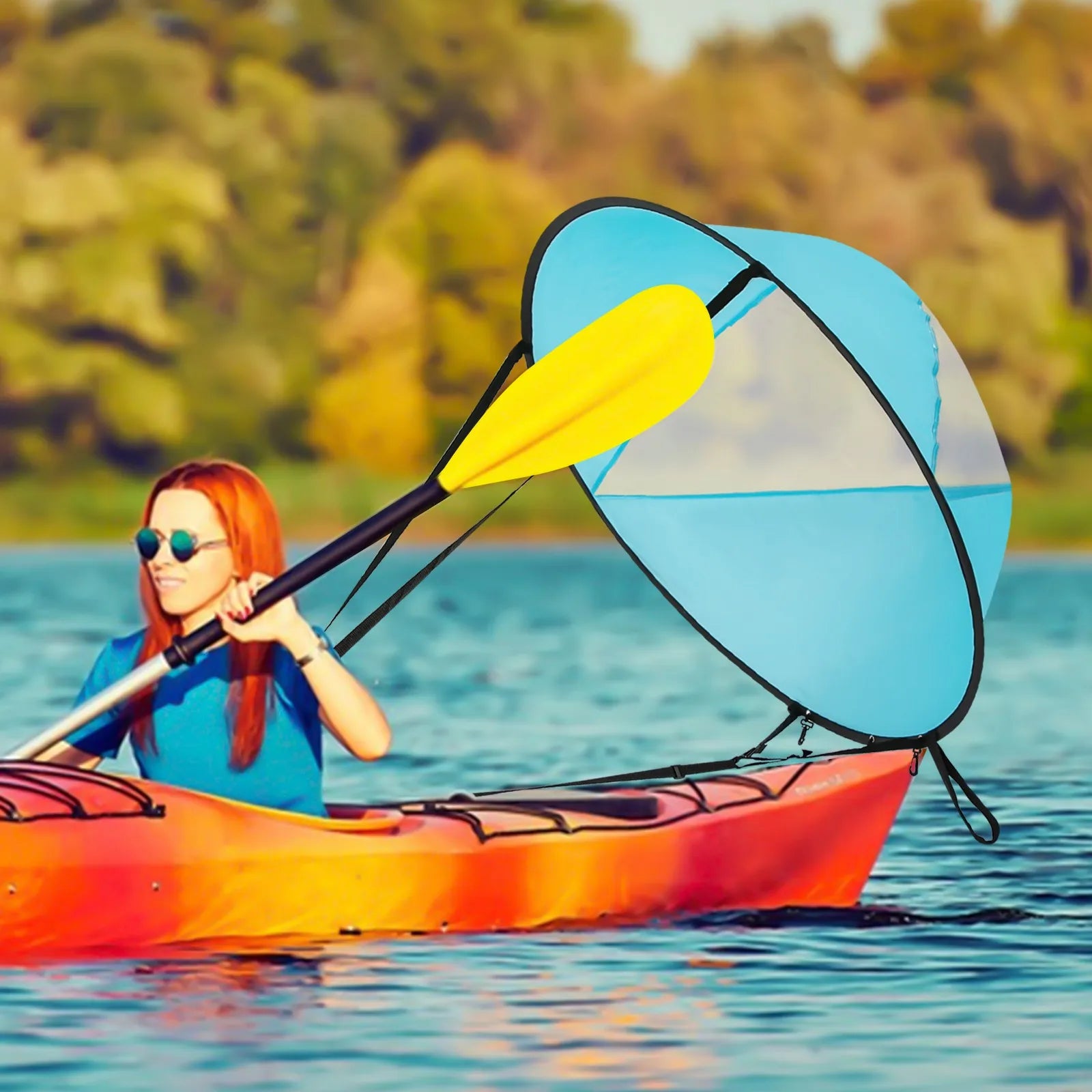 Large Size Durable Foldable Paddle Boardsail Downwind Kayak Sail Utilizes Wind Power for Easy Sailing