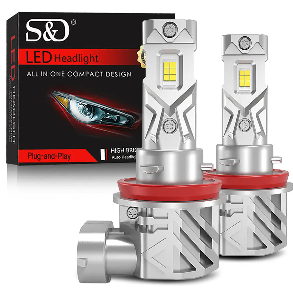 S&D Bombillas LED H8/H11/9005 HB3/9006 HB4 | 25000LM | 120W | CSP Canbus | 6000K | Turbo | Auto 12V