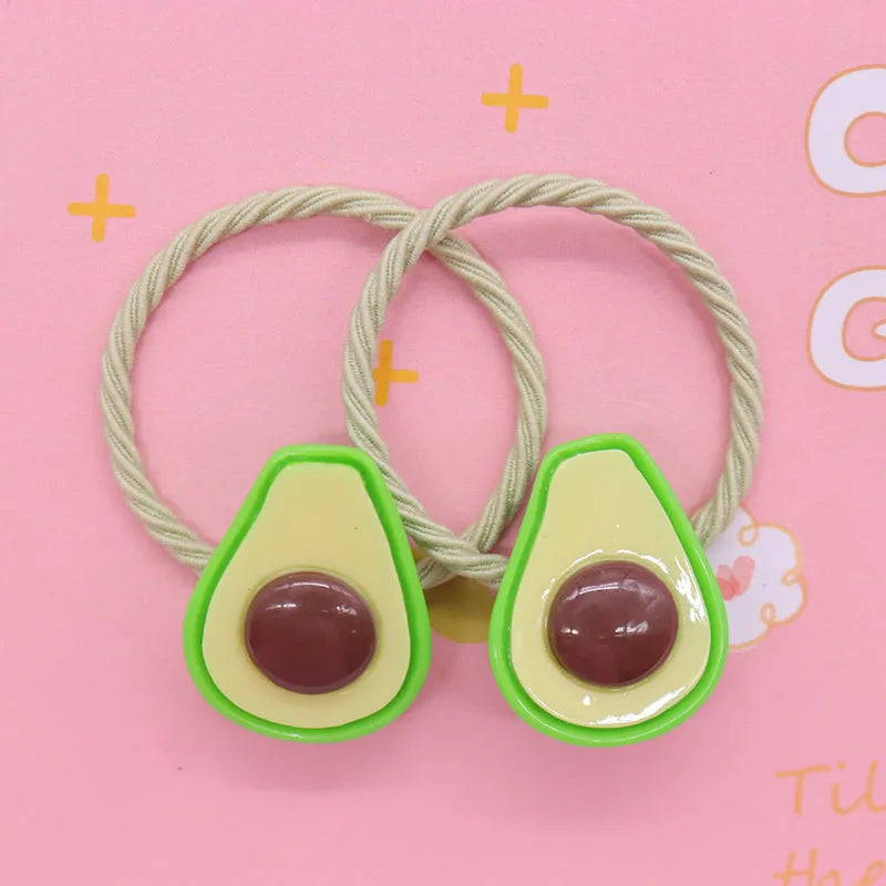 2Pcs/Set Halloween Gift Resin Strawberry Hair Accessories Colorful Hair Ties Children's Rubber Bands Kid Headband Scrunchies