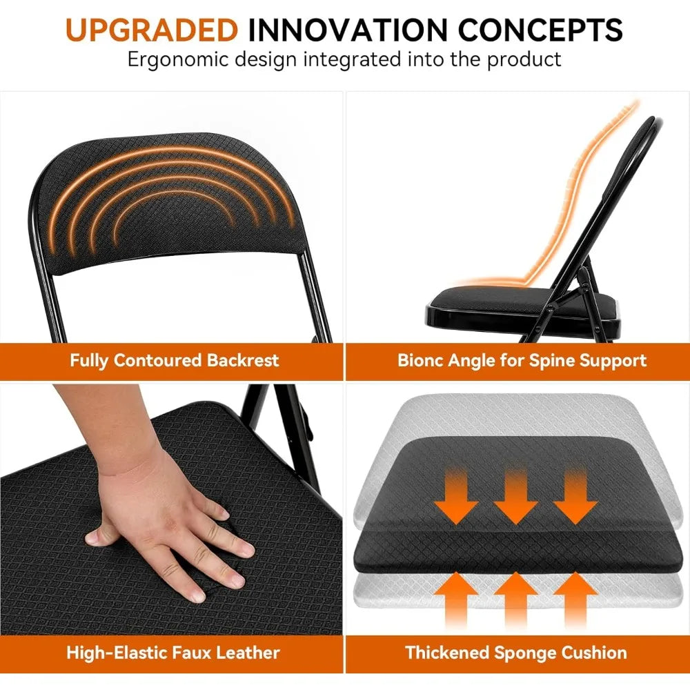 Folding Chairs with Cushion - Foldable Chairs 10 Pack Heavy Duty Steel Frame, 450lb Capacity Padded Seats for Indoor/Outdoor Par
