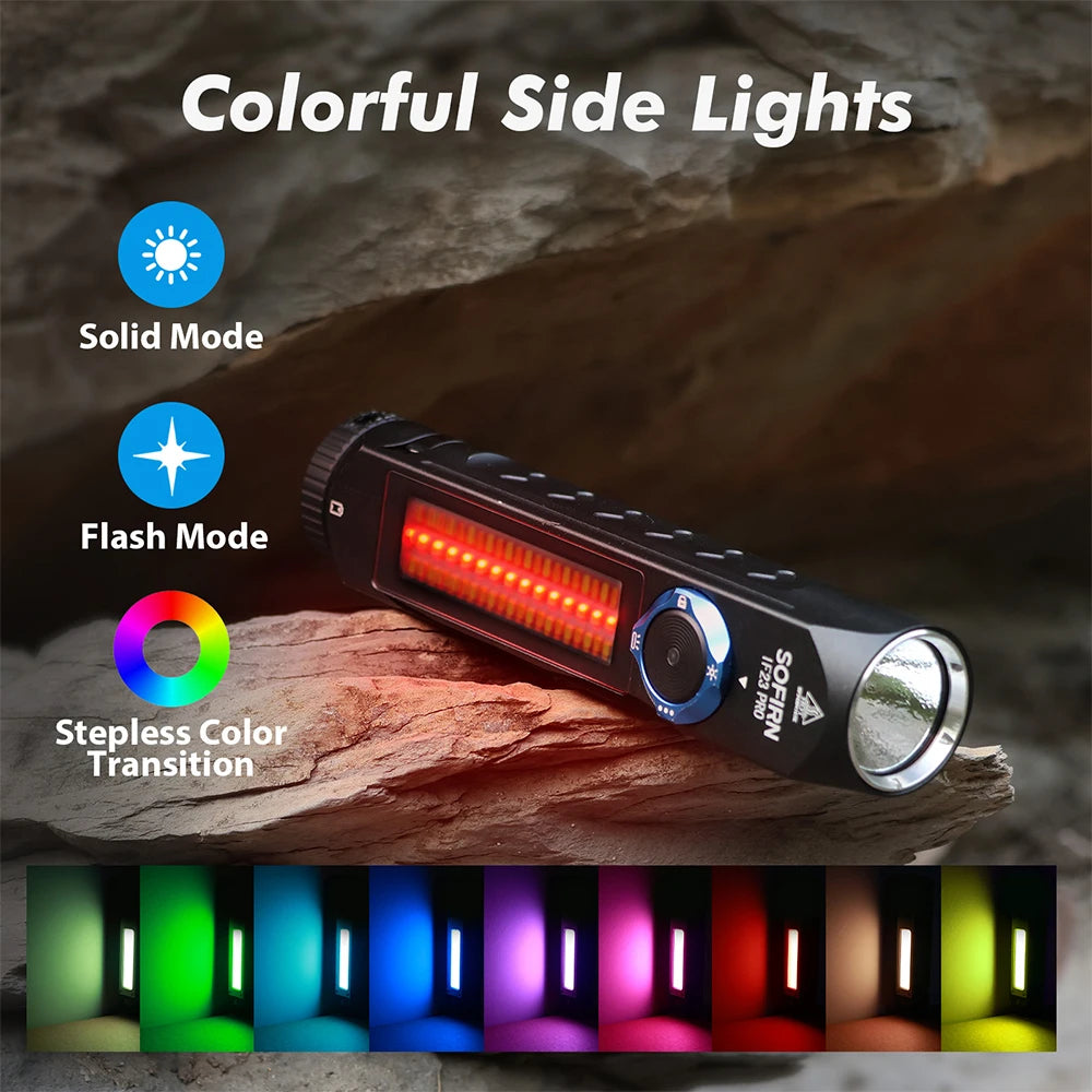 Sofirn IF23 Pro Linterna LED 5000lm | XHP70B | Luz RGB | 21700 | USB-C Recargable | Magnética | Camping y Pesca