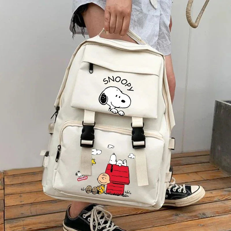 Snoopy Women Backpacks Students Backpack Large Capacity Travel Bag Solid Simple Harajuku Chic Fashion Retro Unisex High Street