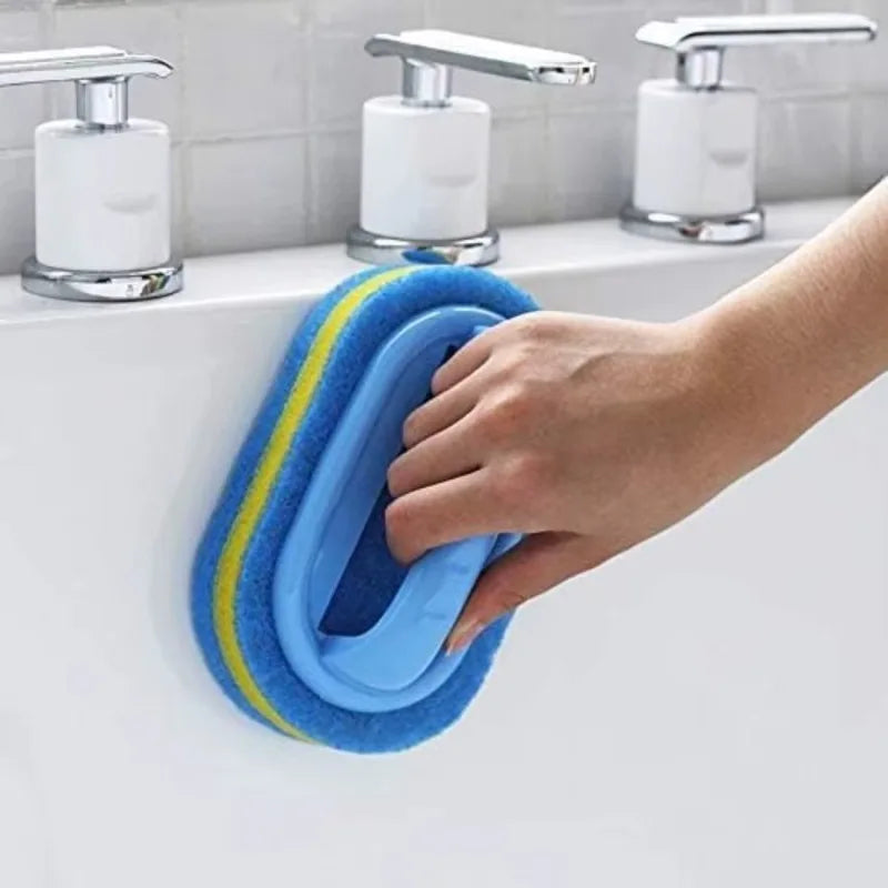 1-Piece Cleaning Brush for Bathroom Kitchen Bathtub Toilet Cleaner All Purpose Shower Sponge Scrubbing Brush with Ergonomic Han