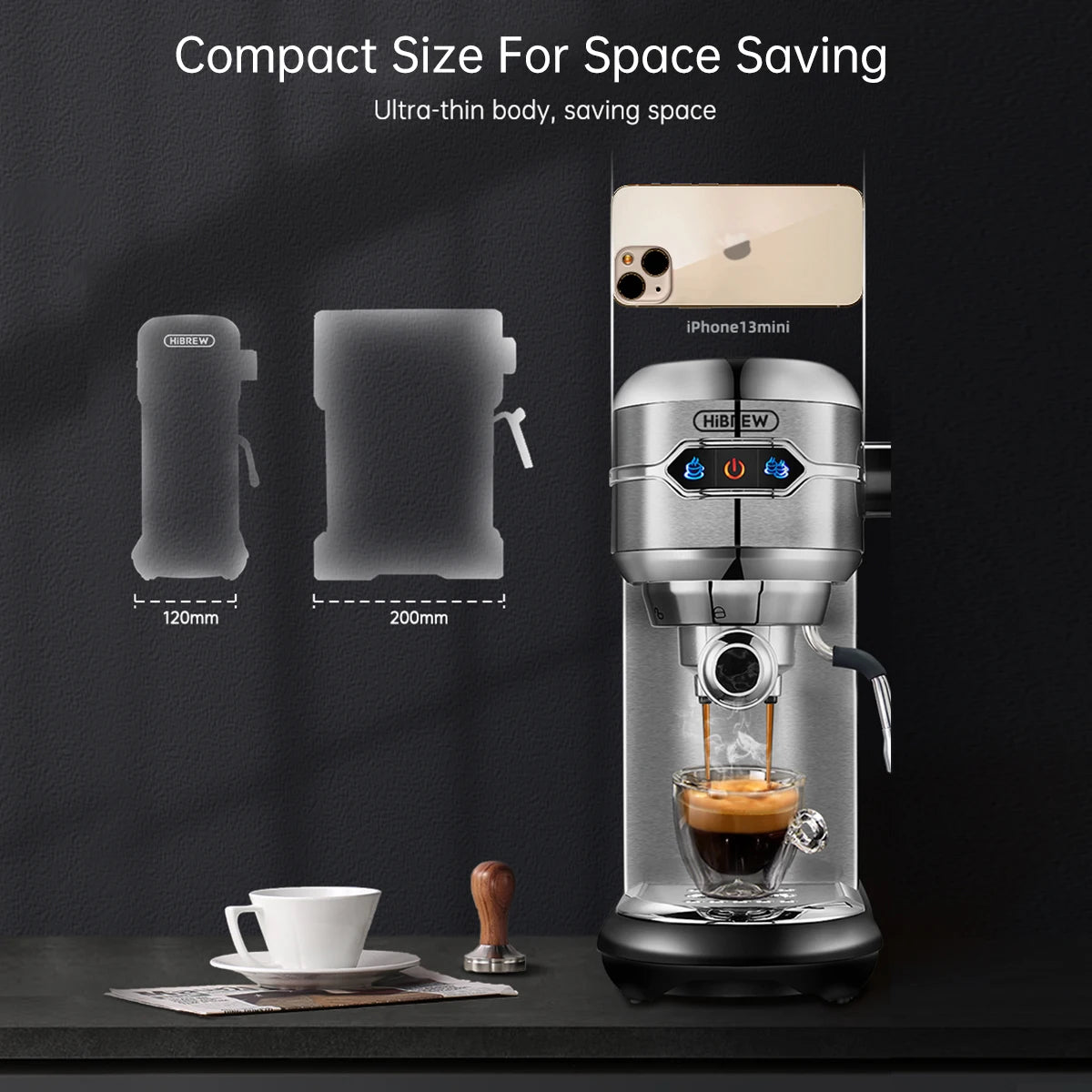 HiBREW H11 Cafetera Espresso 20 Bar | Inox | Semi Automática | ESE POD y Polvo | Cappuccino | Agua Caliente - Firu Total Sales
