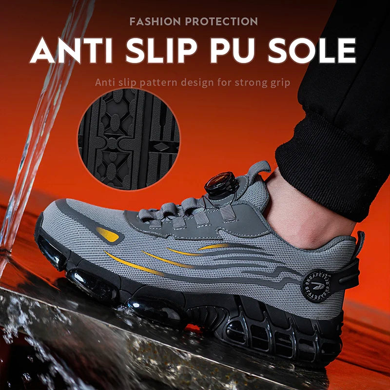 Zapatos de Seguridad Transpirables | Sin Cordones | Suela Blanda | Antipinchazos | Antiaplastad