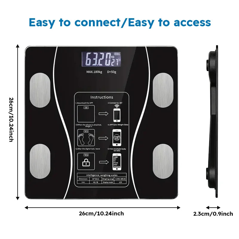 Smart Body Fat Scale Wireless LED | Body Composition Analyzer | BMI Weight Testing