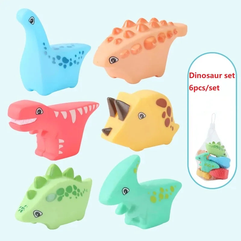 Baby Dinosaur Bath Toys for Toddler Infant Water Spraying Squeeze-sounding Dabbling Toy Floating Animals Kids Bathtub Pool Toys