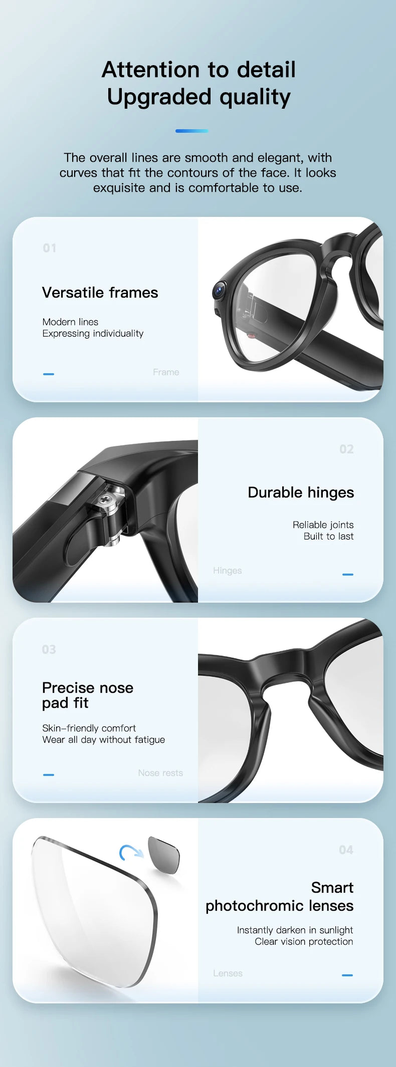 Gafas Inteligentes EIGIIS Q8 IA | Bluetooth | Cámara 4K | Traductor de Voz IA | Reducción Ruido | Impermeables - Firu Total Sales