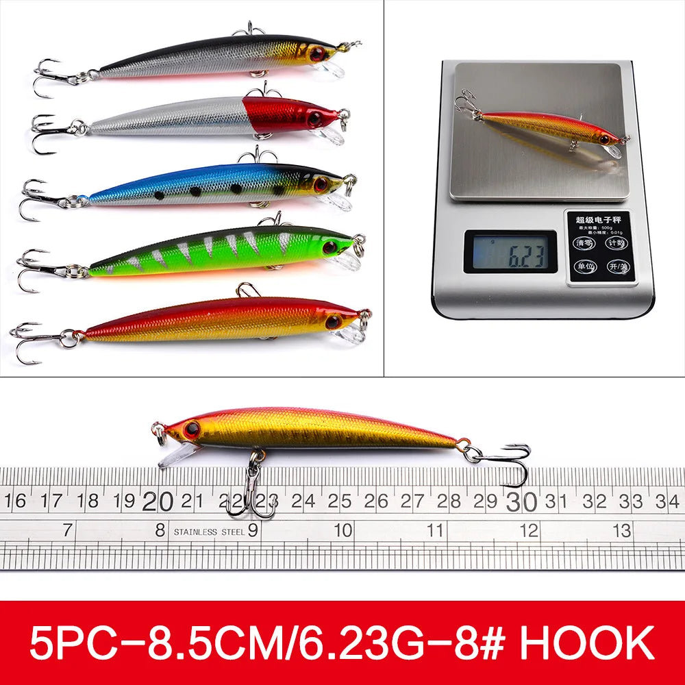 Set Múltiple Señuelos Ruia | Minnow Biónico | Crankbait Hundimiento | Bass | Wobbler con Anzuelos Triples - Firu Total Sales