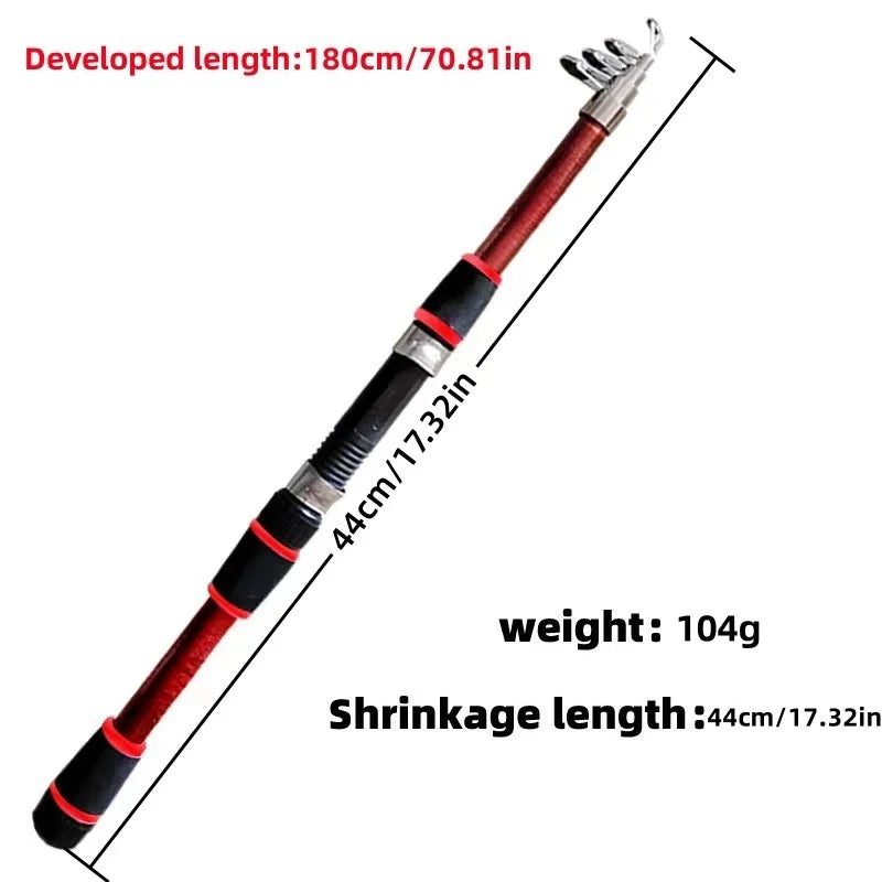 Telescopic Fishing Rod & Spinning Reel Full Kit | Baits, Hooks & Travel Bag Included
