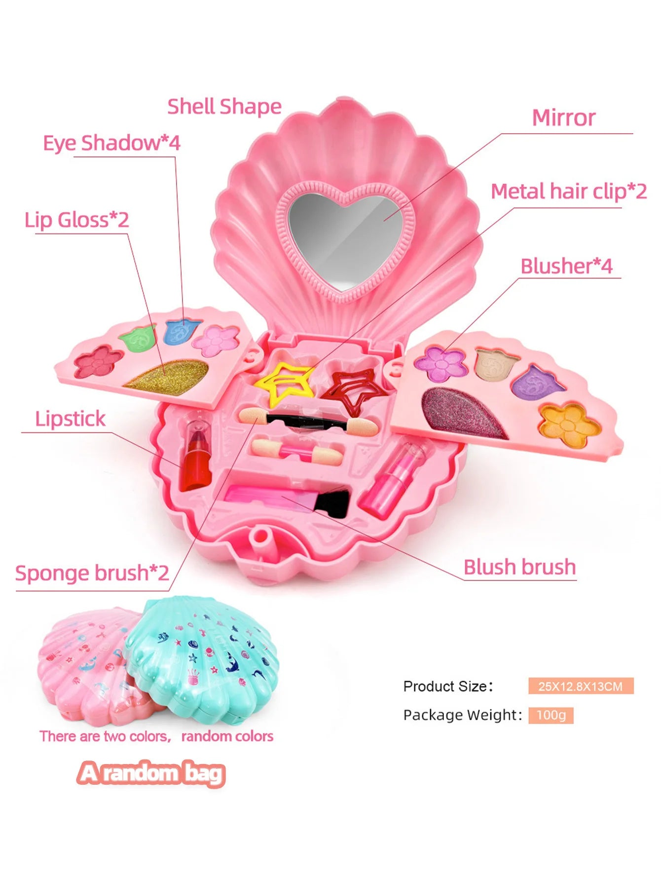 Children's makeup princess makeup box girls' toys makeup set lipstick eyeshadow safe and non-toxic toys birthday Christmas gift