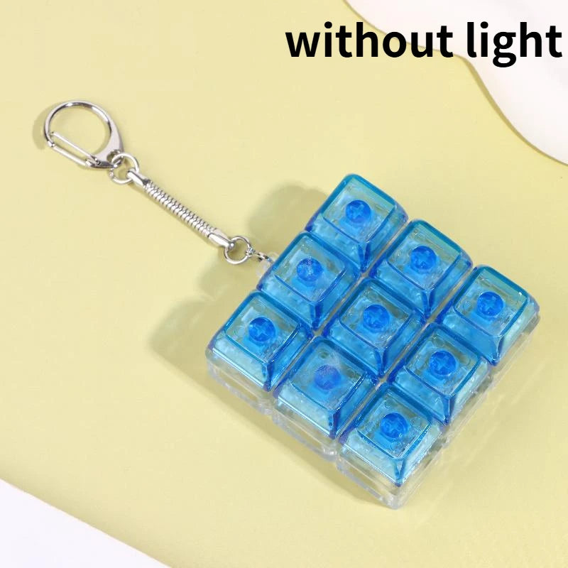 4/9 Keys Mechanical Keyboard Axis Tester LED Keyboard Key Toy Stress Relief DIY Button Keycap Fidget Keychain Toys Gift