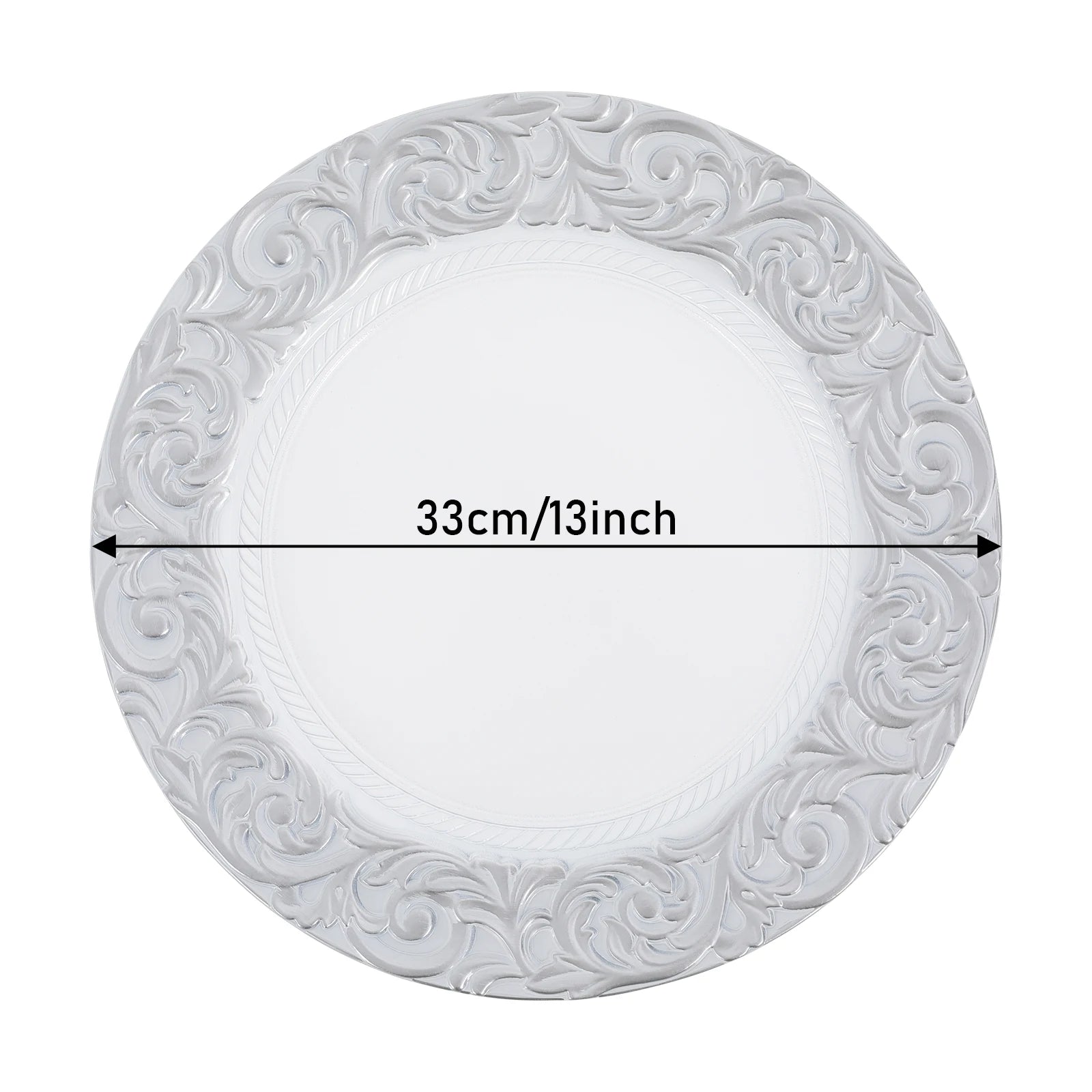 50Pcs Round Plastic Charger Plates 13In Decorative Service Plate With Patterned Reusable For Birthday Parties, Weddings