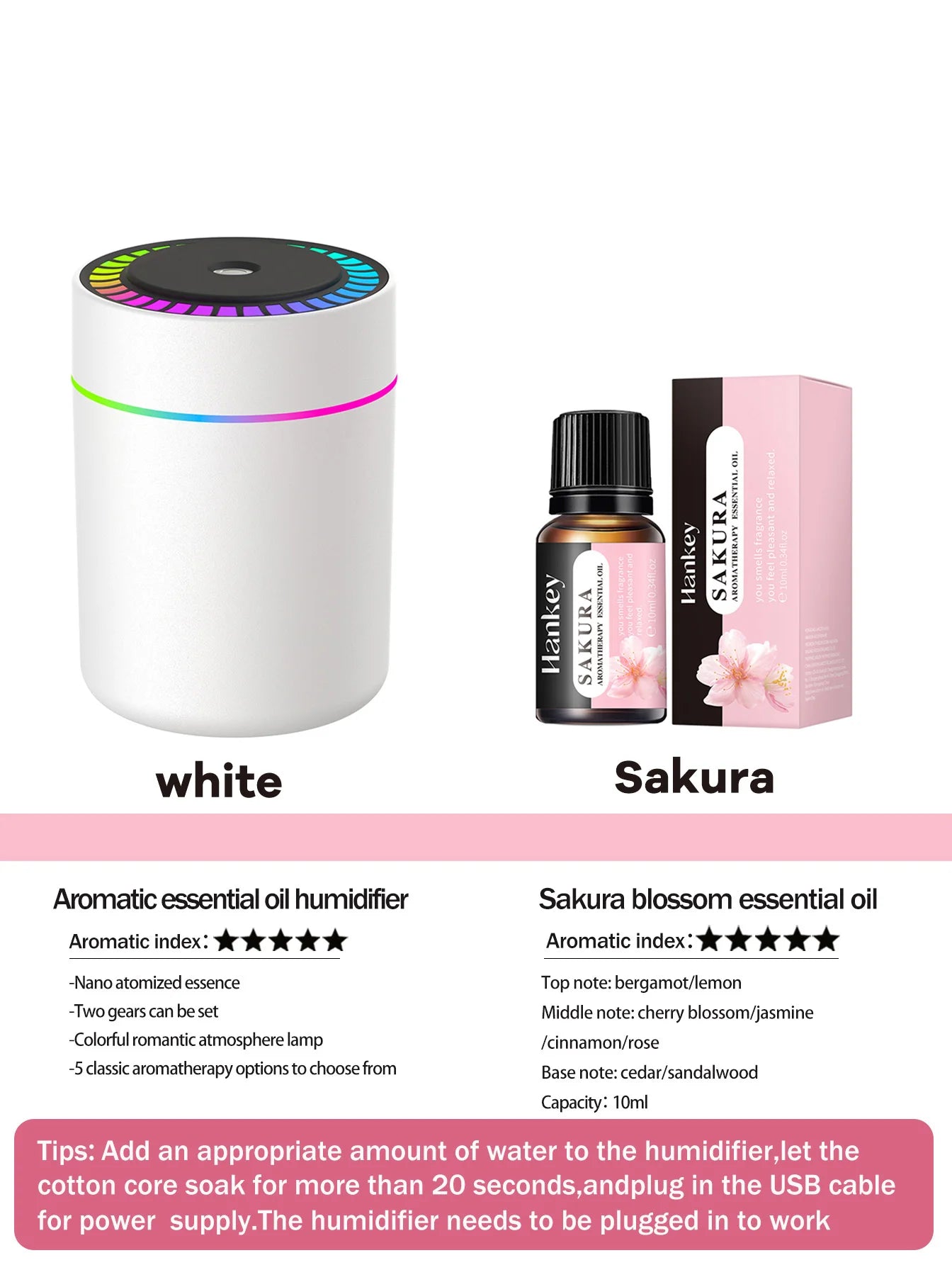 Difusor Aromaterapia 180ml | Humidificador LED 7 Colores | Auto y Hogar 🌿
