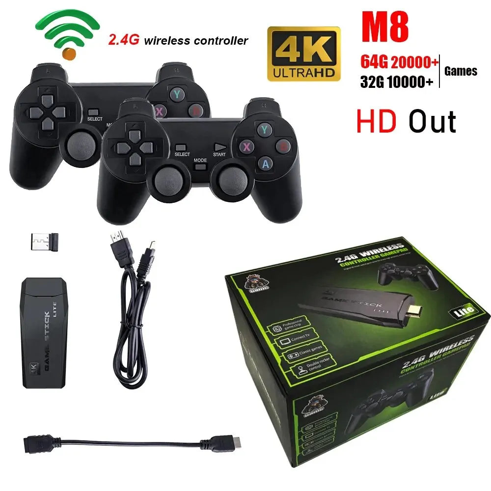 Consola M8 4K | 20,000 Juegos Retro | 2 Controles Inalámbricos 2.4G | Regalo Navidad Niños - Firu Total Sales