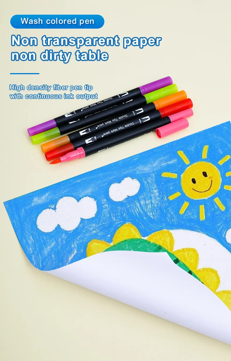 Double-ended watercolor marker set - for painting and handicrafts, durable plastic pen body, Christmas gift
